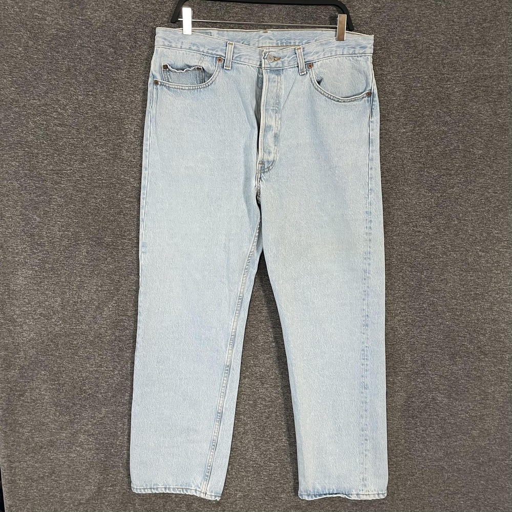 Vintage Levis 501 Jeans Mens 34x28 Light Wash Button Fly Made USA 90s Denim